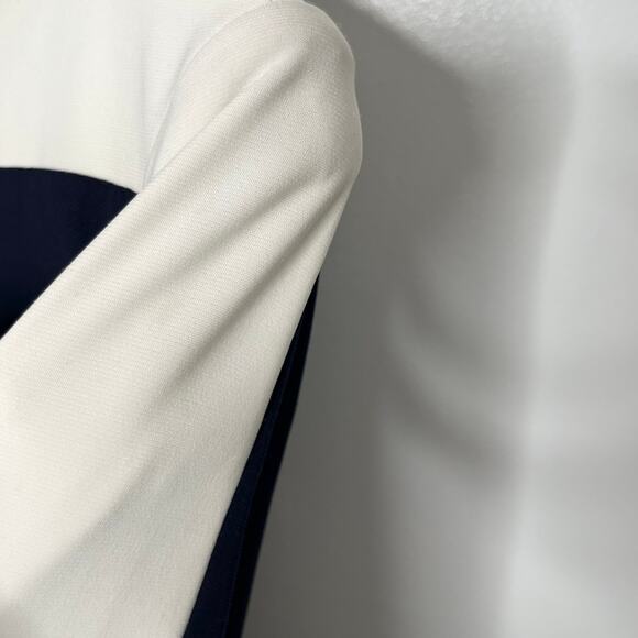 Lauren Ralph Lauren Womens Sheath Dress 14P Navy Cream Color Block Layered - Picture 13 of 15